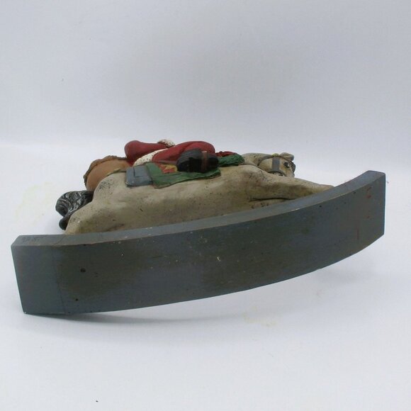 Vtg Hand Painted Ceramic Clay Santa Claus On Rocking Horse Holiday Decor 10" X 9 - Picture 3 of 5